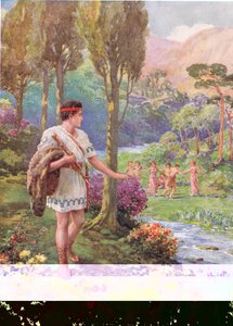 Under the shade of rocks and trees were nymphs and shepherds dancing, illustration for 