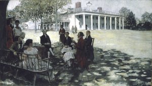 Martha and George Washington entertaining their friends on the lawn of Mount Vernon, 1898