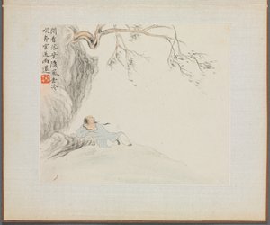 Album of Landscape Paintings Illustrating Old Poems: A Man Reclines