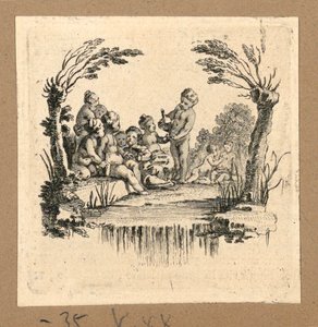 Print, A Group of Children Drinking by Hubert Francois Gravelot