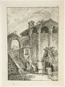 Ancient Temple, plate five from Les Soirées de Rome by Hubert Robert