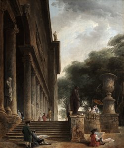 Colonnade and Gardens at the Villa Mancini by Hubert Robert