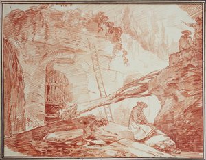 Draughtsman in the Ruins of the Palatine by Hubert Robert