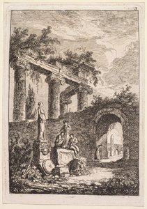 Evenings in Rome: The Statue in Front of Ruins by Hubert Robert