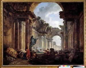 Imaginary View of the Grand Galerie du Louvre in Ruins by Hubert Robert