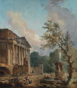 Landscape with Roman Temple Ruin by Hubert Robert