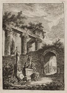 Plate Three from Evenings in Rome by Hubert Robert