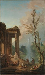 The Portico of a Country Mansion by Hubert Robert