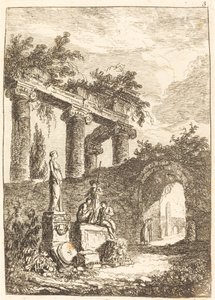The Statue before the Ruins by Hubert Robert