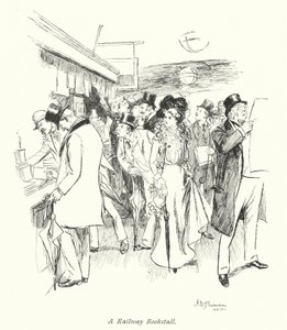 London: A Railway Bookstall by Hugh Thomson