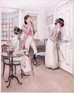 Miss Henrietta and Miss Fanny, Encouraged by This Sympathy, Draw Nearer the Door of the Interesting Bed Chamber by Hugh Thomson