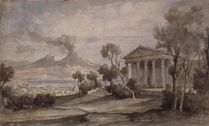 The Villa Saliceti, Naples Below and Mt. Vesuvius in the Distance