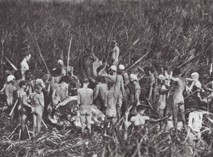 Nuer hunters with body of elephant