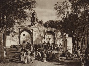 Mexico: Amecameca, Procession in front of the Sacro Monte Chapel by Hugo Brehme