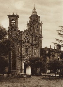 Mexico: Church of San Francisco, Front view by Hugo Brehme