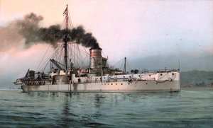 Lithography of the German Ironclad SMS Württemberg