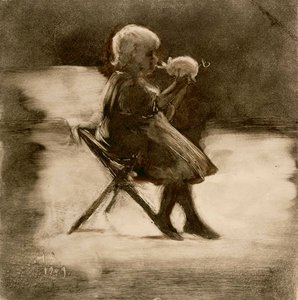 A Girl Playing by Hugo Simberg