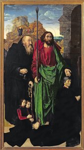 The Portinari Altarpiece, St. Thomas and St. Anthony the Hermit with Tommaso Portinari and Two Sons Antonio and Pigello, Left Wing by Hugo van der Goes