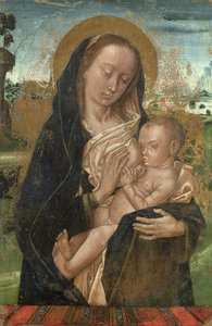 The Virgin Mary Quieting the Baby Jesus by Hugo van der studio of Goes
