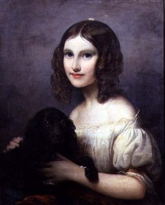 Portrait of a Young Girl with Her Pet Dog