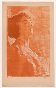 Portrait of a Woman with Bare Upper Body by Huib Luns (signed by artist)