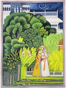 Radha and Krishna in Moonlit Garden by IMAGINEERS STUDIO