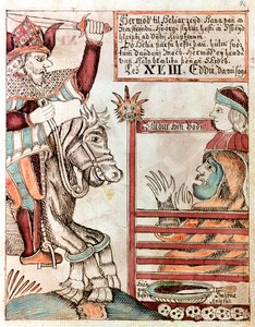 Hermod Astride Sleipnir at the Barred Gates of the Kingdom of Hel by Icelandic School