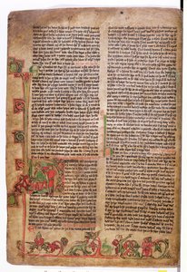 Historiated initial D at the beginning of The Saga of Olaf Tryggvason, from Flateyjarbok (The Book of Flatey), late 14th century by Icelandic School