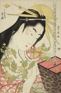 The Courtesan Tsukioka of the Hyogoya by Ichirakutei Eisui