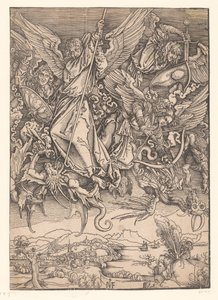 Archangels Fighting Dragons (Copies after Dürer