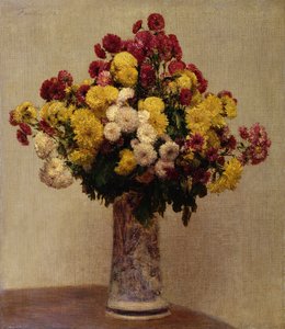 Chrysanthemums in a Vase by Ignace Henri Jean Fantin Latour