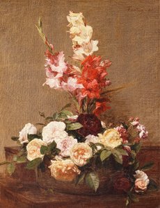 Gladioli and Roses by Ignace Henri Jean Fantin Latour
