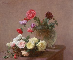 Poppies in a Crystal Vase, or Basket of Roses, 1890