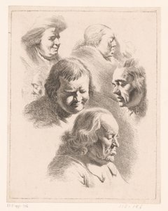 Composition with Six Heads of Men and Women with Closed Eyes