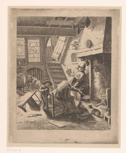 Pancake Baker with Man and Children by Ignace Joseph de Claussin (attributed to)