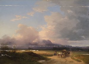 Pre-Alpine Landscape with Cart on the Road