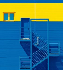 Bold Blue Yellow Facade