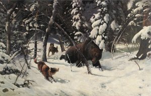 The Bear Hunt by Illarion Mikhailovich Pryanishnikov