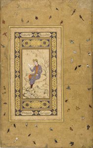 Young man reading in a landscape