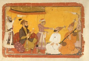 Gosain Narayan Takes Poison in the Presence of Emperor Jahangir, Nurpur, Pahari School by Indian School