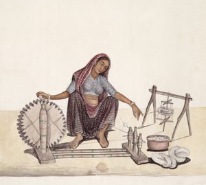 Woman reeling cotton, Bombay by Indian School