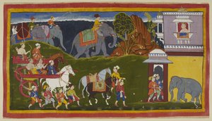Bharata, Shatrughna and Their Uncle Arrive at the Palace (detail) by Indian School