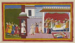Bards, musicians and dancers arrive in the morning at the door of the king