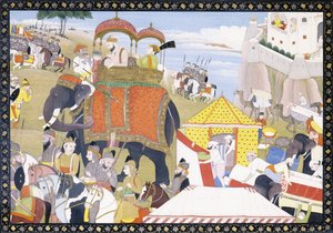 An illustration from the Hamir Hath by Indian School