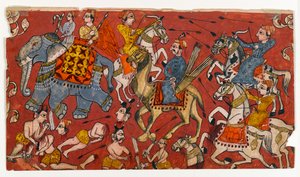 Battle scene from a Bhagavata Purana series by Indian School