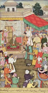 Akbar Receives Gifts from the Ambassadors of Badakhshan, from the Akbarnama, c.1605 by Indian School