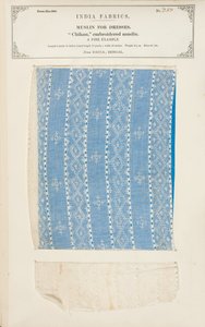Chikan embroidered muslin sample from Dacca in Bengal, from The Collection of the Textile Manufacturers of India, by John Forbes Watson, published in 1866