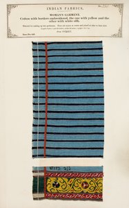 Cotton sample embroidered with white and yellow silk from Sylhet, from The Collection of the Textile Manufacturers of India, by John Forbes Watson, published in 1866