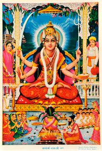 Durga, Vishnu by Indian School
