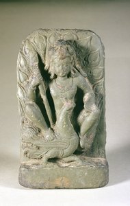 Figure of Skanda with his peacock by Indian School